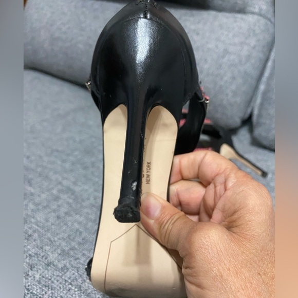 Sam Edelman’Alton’ high heels- needle heels, leather , sz 8M black/ salmon/ pink - Picture 8 of 11